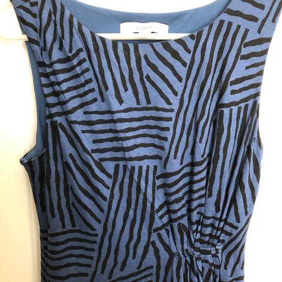 LOFT Blue and Black Sleeveless Dress SP - Picture 3 of 8